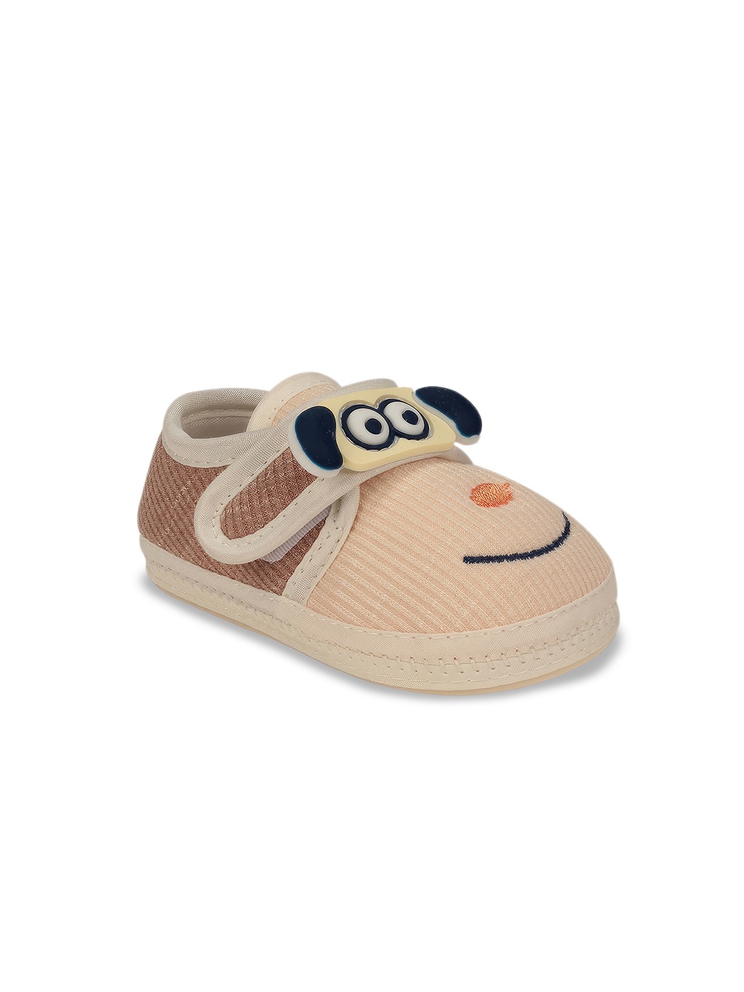 

Lil Lollipop Infants Colourblocked Smiley Socks Booties, Beige