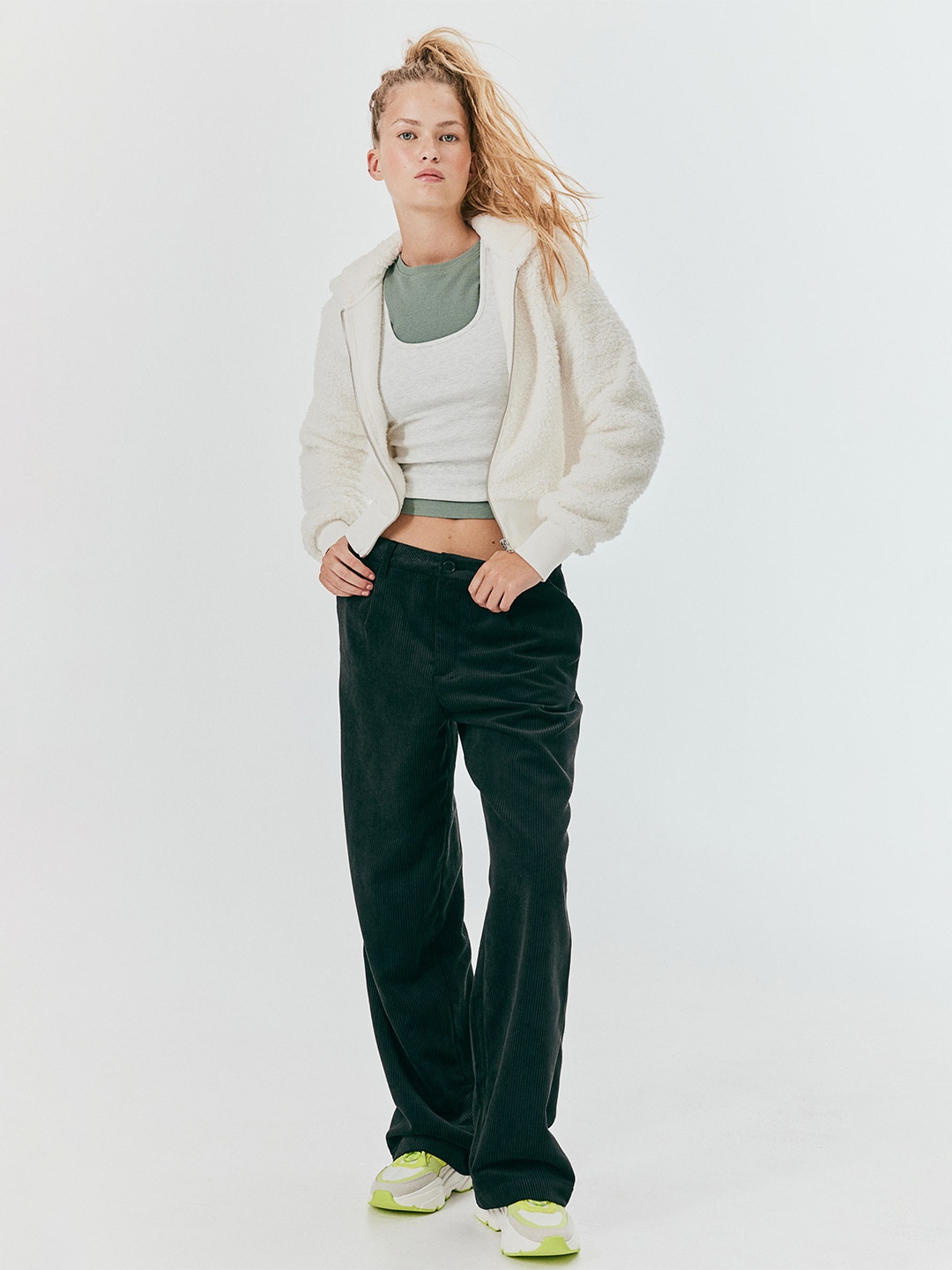 

H&M Teddy Zip-Through Hoodie, White