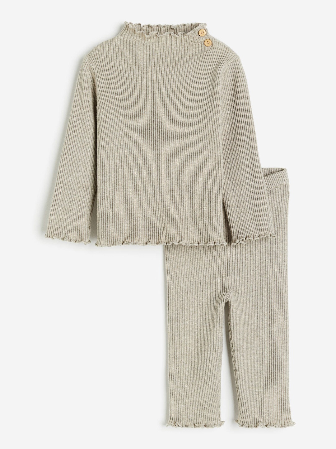 

H&M Boys 2-Piece Rib Knit Set, Beige