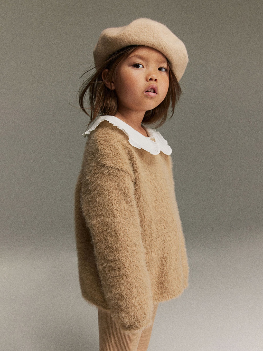 

H&M Girls Fluffy-Knit Jumper, Beige