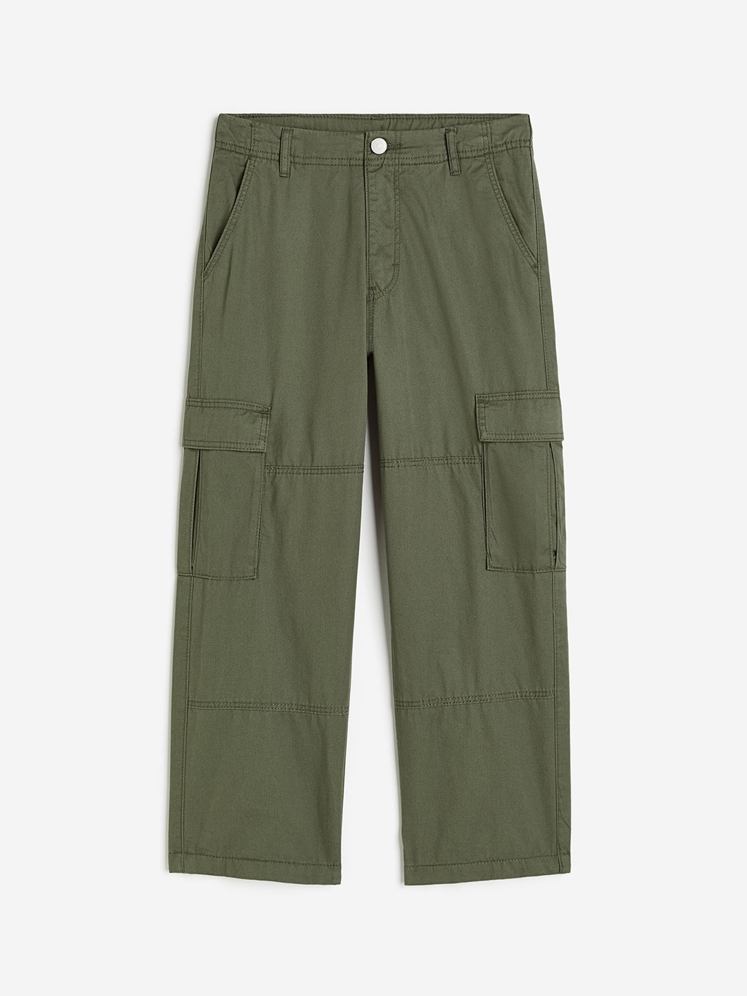 

H&M Boys Lined Cotton Cargo Trousers, Olive