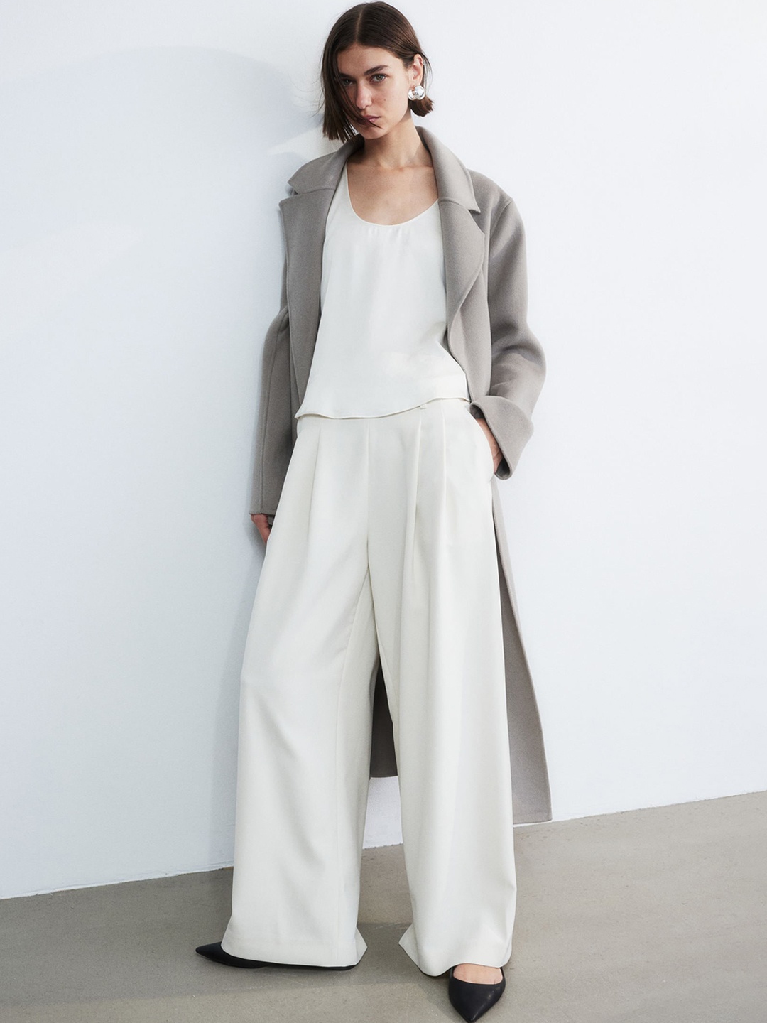 

H&M Women Wide Trousers, White