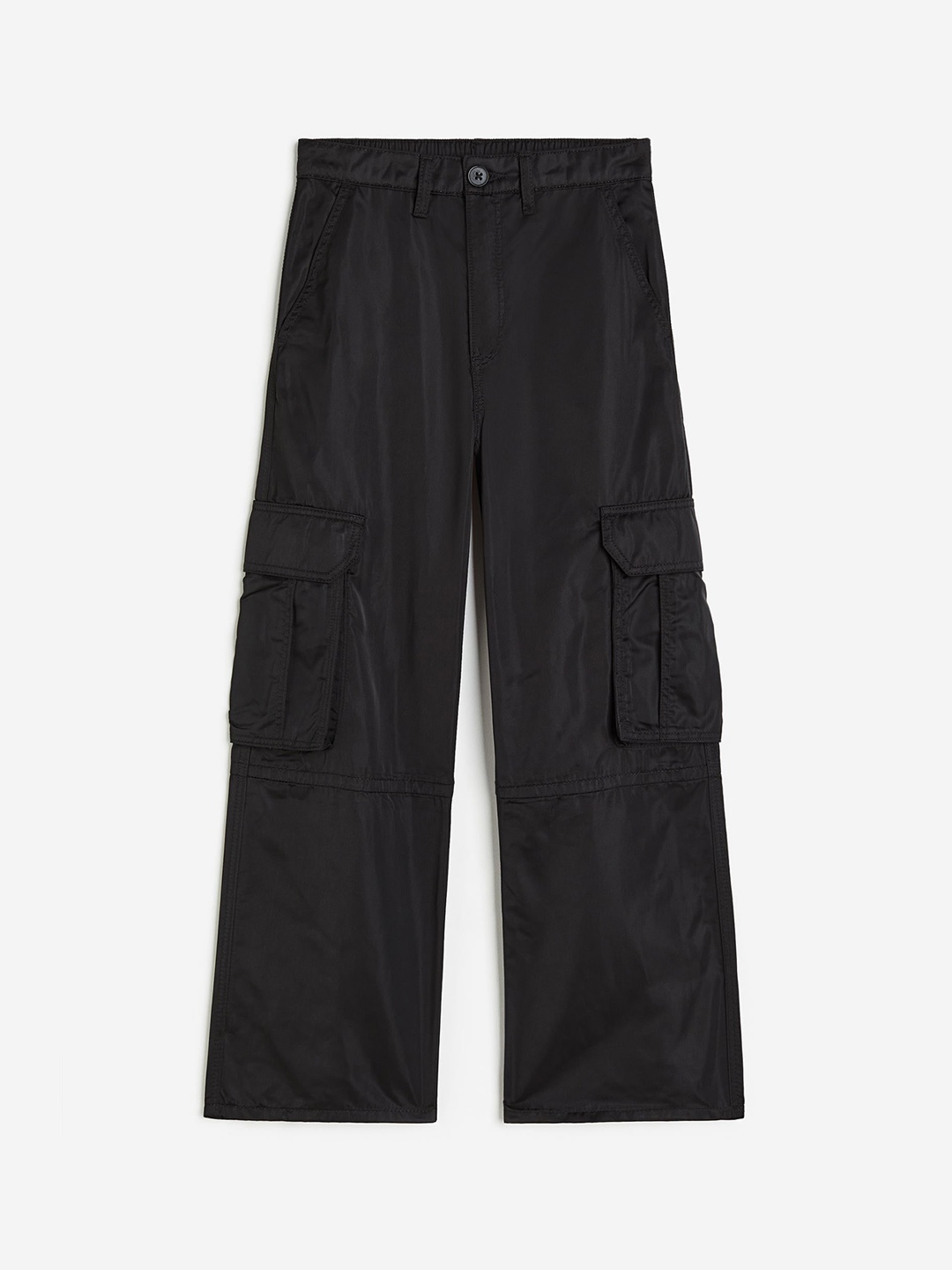 

H&M Girls Wide Cargo Trousers, Black