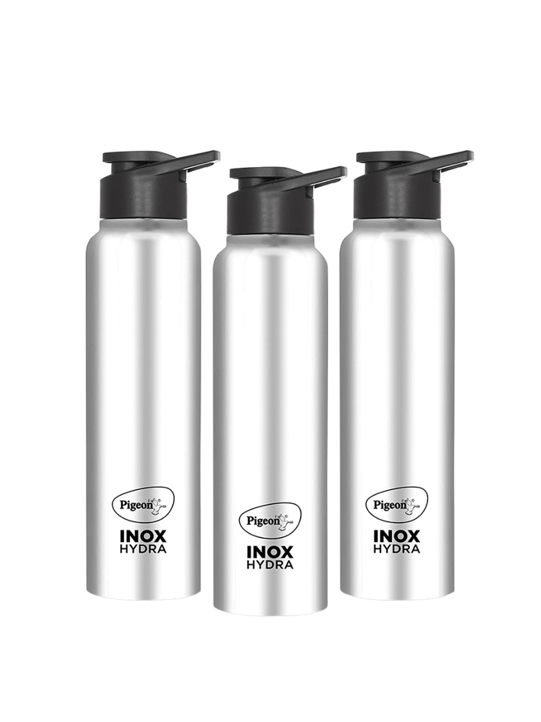

Pigeon Silver-toned & Black 3 Pieces Stainless Steel Water Bottles 700 ml