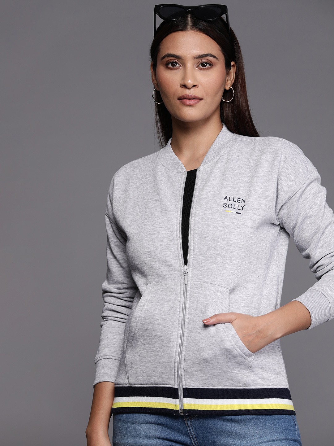 

Allen Solly Woman Melange Effect Sweatshirt, Grey melange
