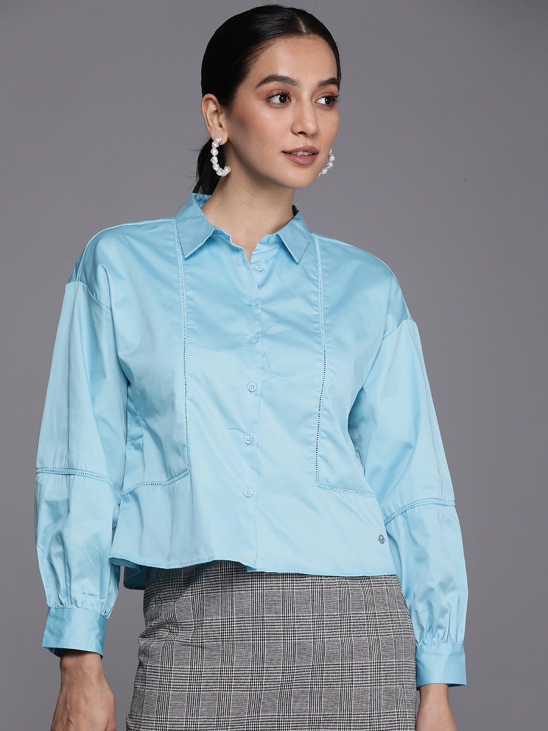 

Allen Solly Woman Pure Cotton Casual Shirt, Blue