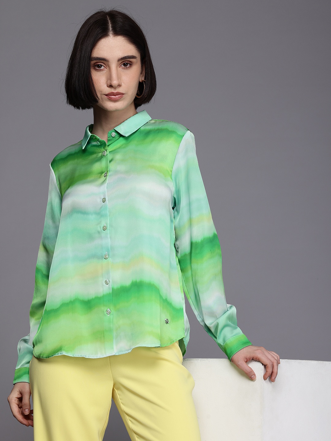 

Allen Solly Woman Ombre Casual Shirt, Green