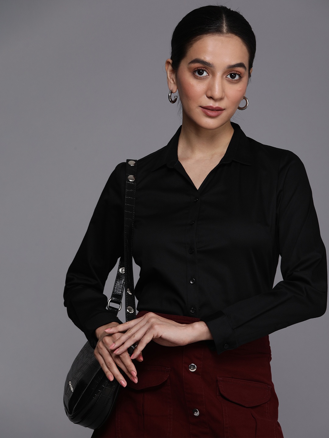 

Allen Solly Woman Solid Casual Shirt, Black