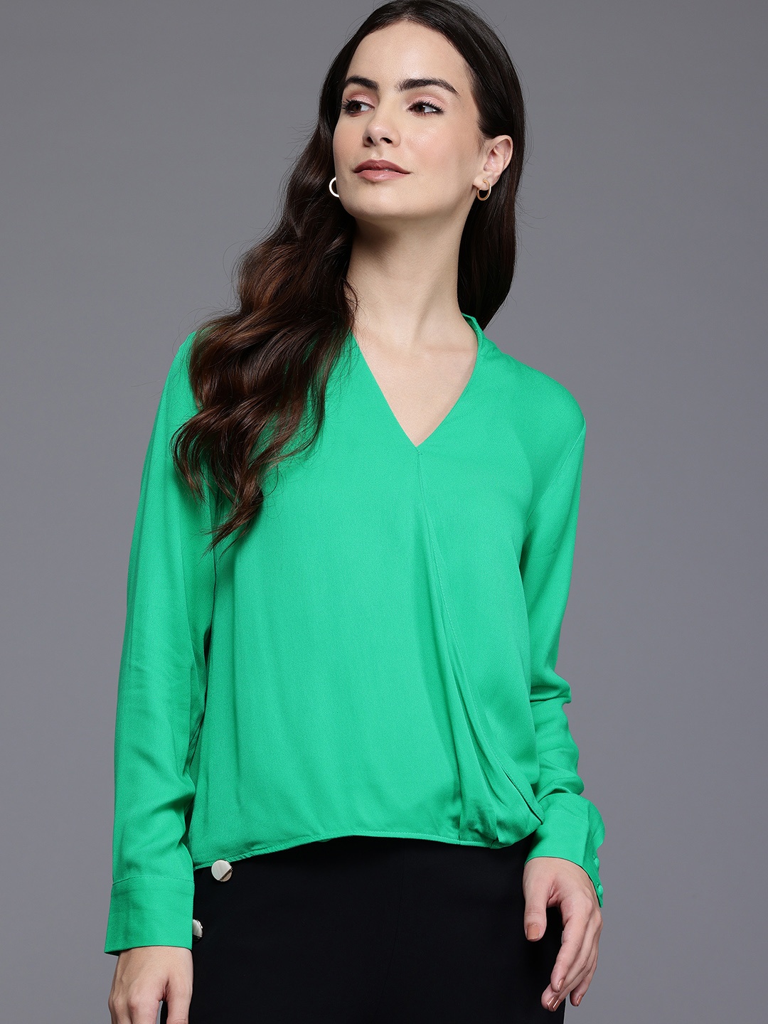 

Allen Solly Woman Shirt Style Top, Green