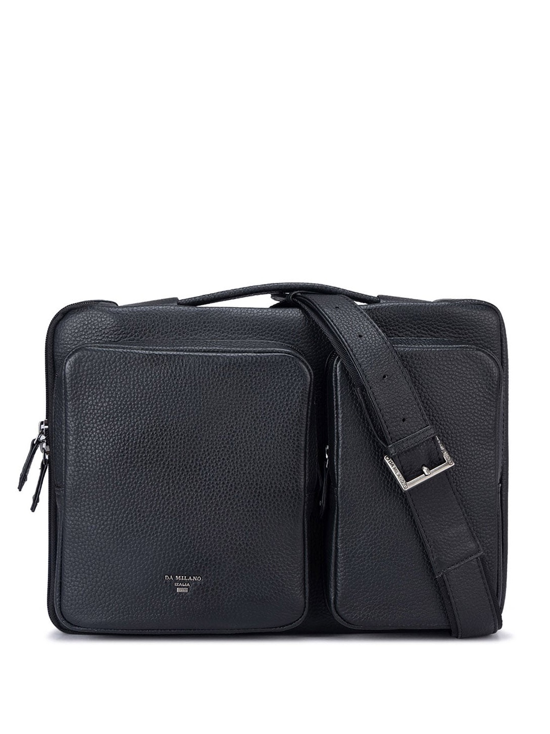 

Da Milano Unisex Textured Leather Laptop Bag Up To 15 Inch, Black