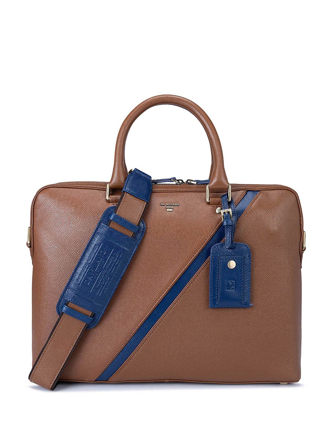 

Da Milano Unisex Textured Leather Laptop Bag Up To 15 Inch, Brown