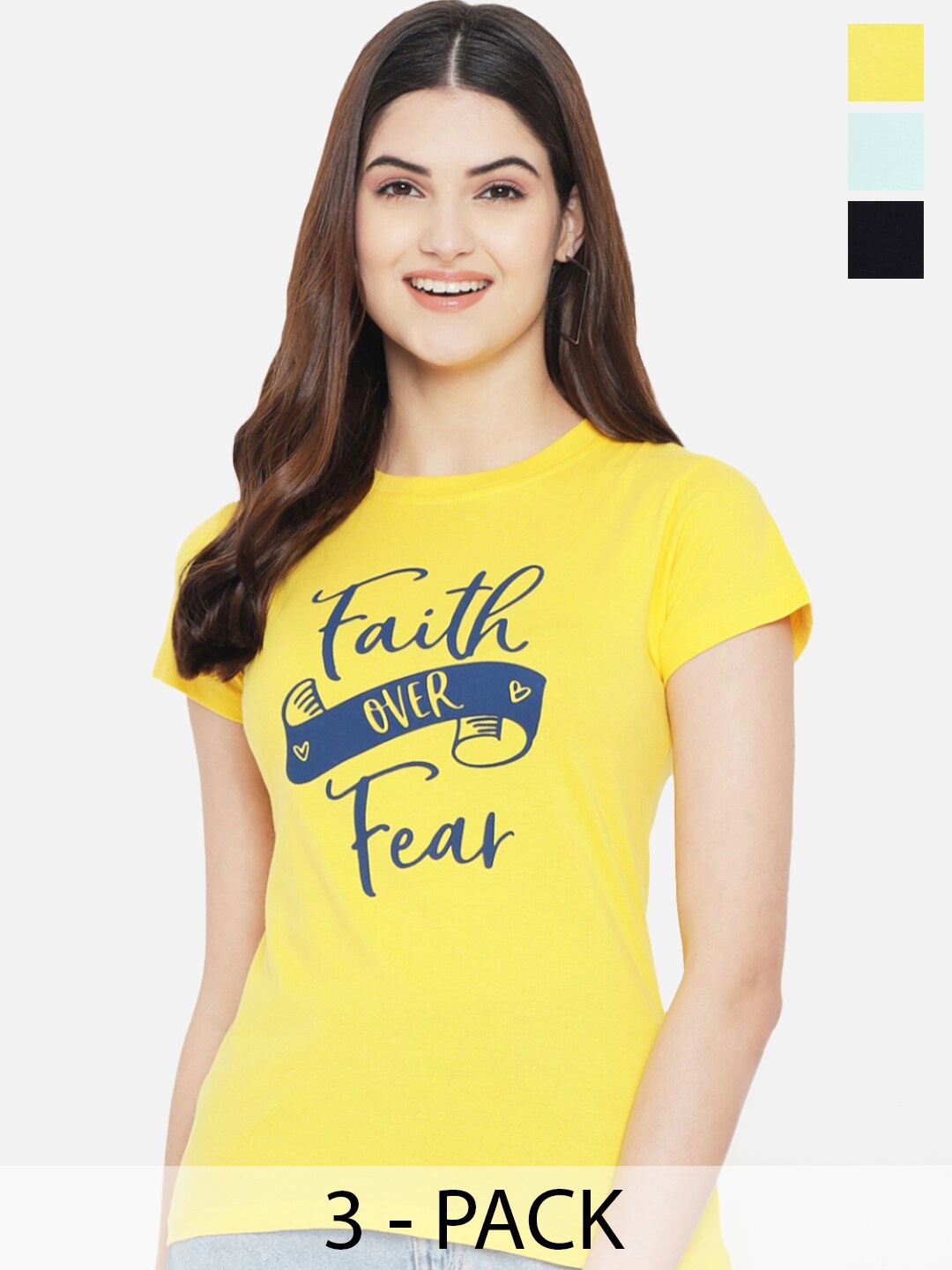 

Fabflee Pack Of 3 Mickey Mouse Printed Cotton T-shirt, Yellow