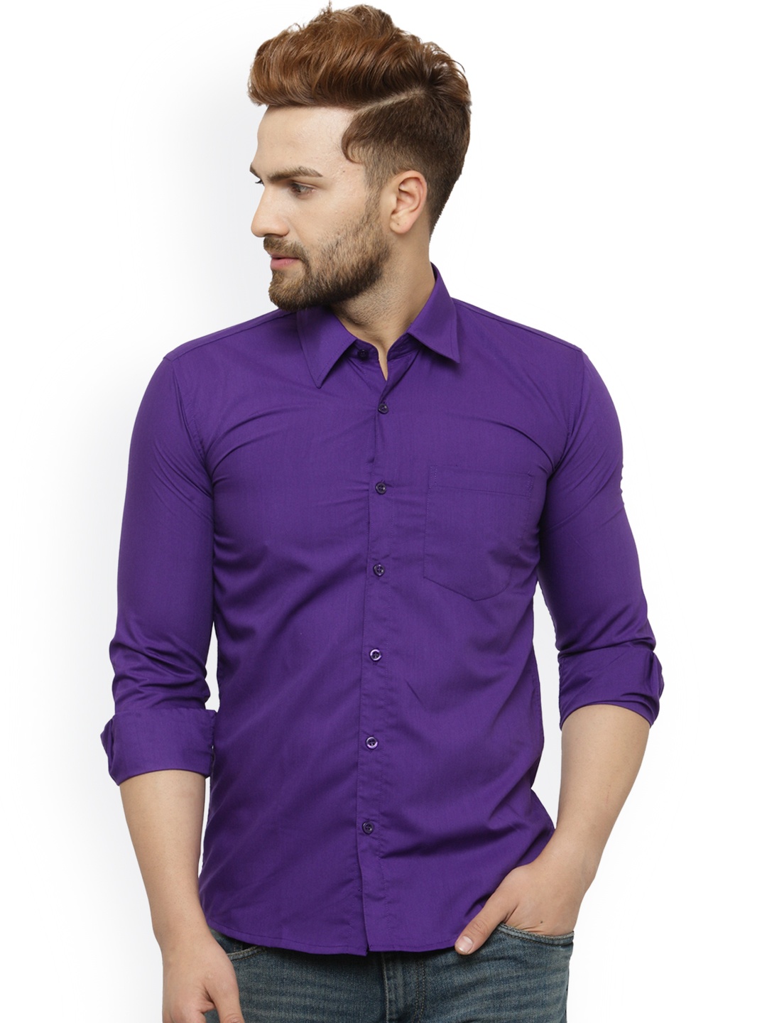 

JAINISH Men Purple Classic Slim Fit Solid Casual Shirt