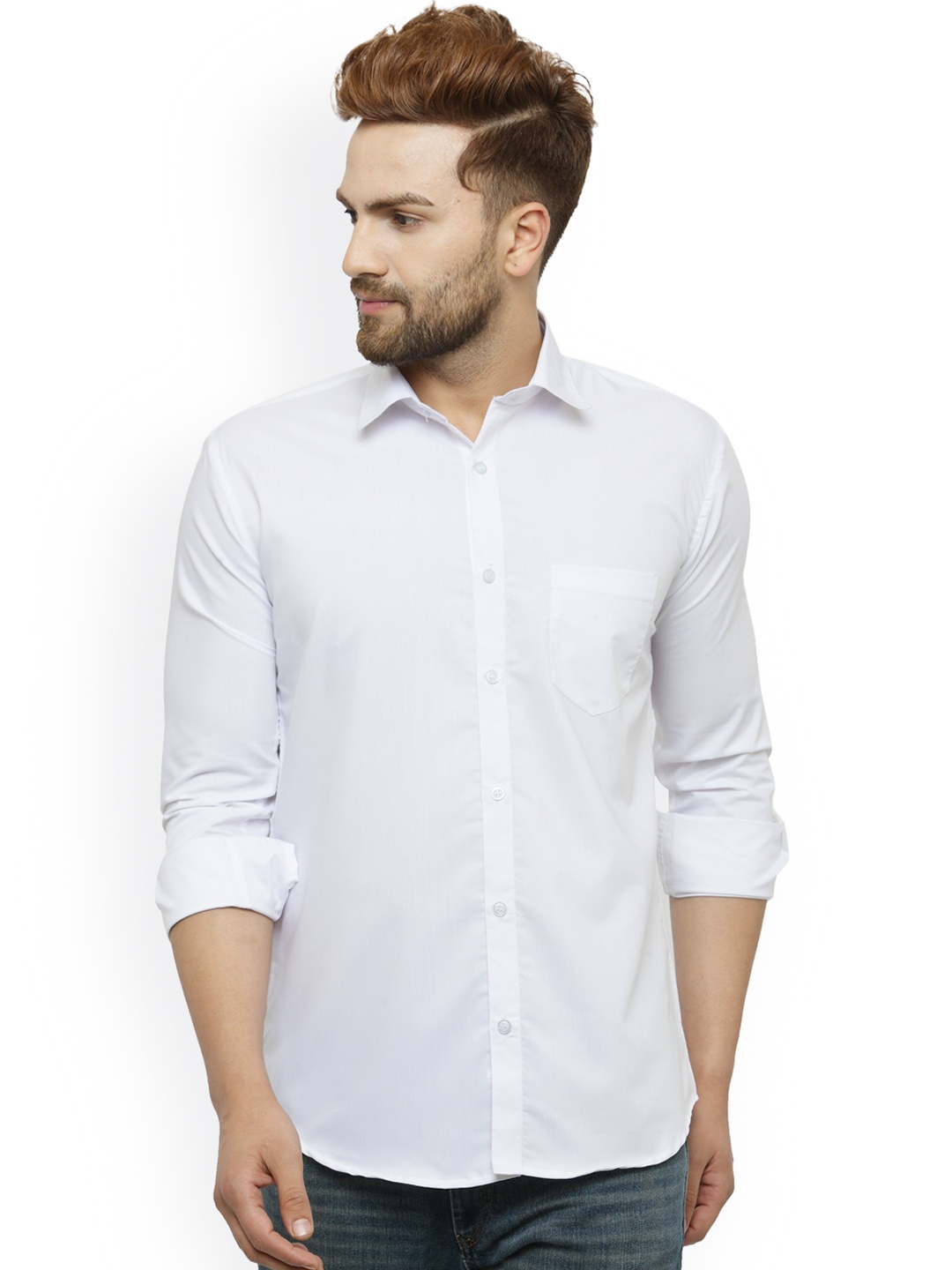 

JAINISH Men White Classic Regular Fit Solid Casual Shirt