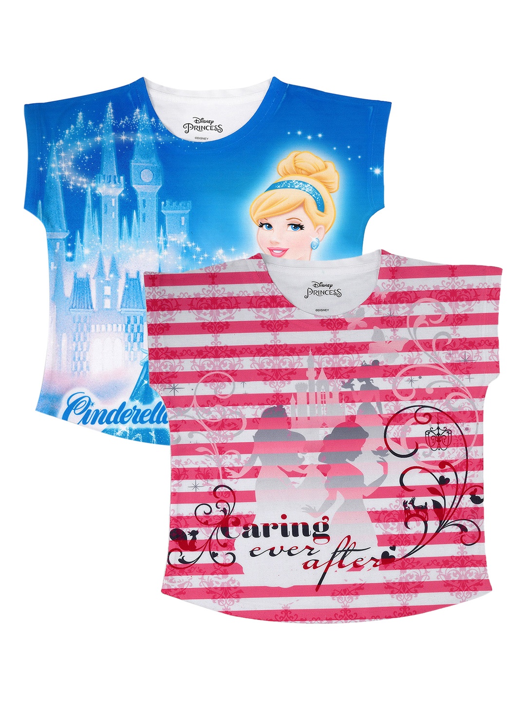 

Disney by Wear Your Mind Girls Pack of 2 Printed Tops, Blue
