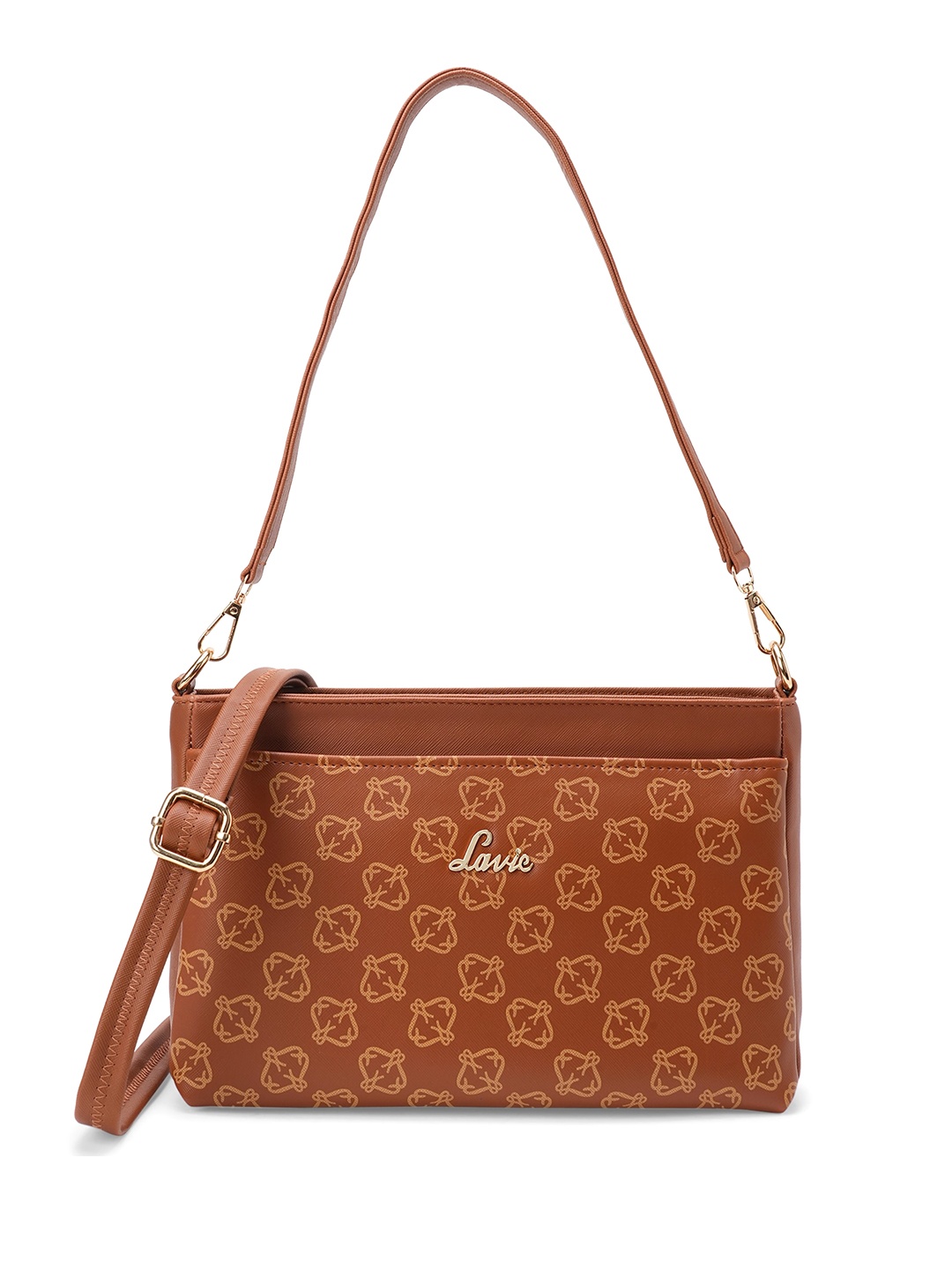 

Lavie Typohraphy Printed Structured Sling Bag, Brown