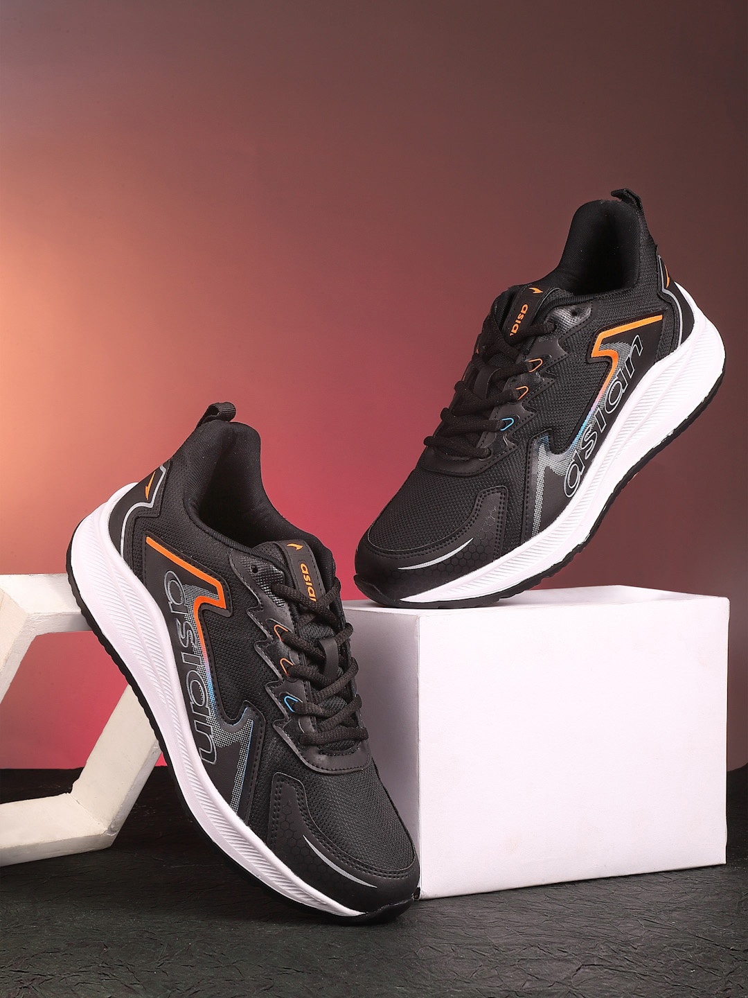 

ASIAN Men TURBO-04 Mesh Running Shoes, Black