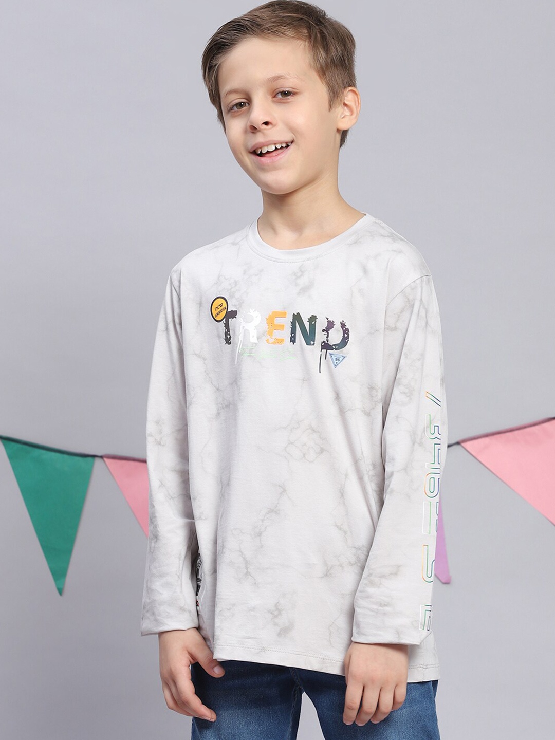

Monte Carlo Boys Typography Printed Round Neck Pure Cotton T-Shirt, Grey