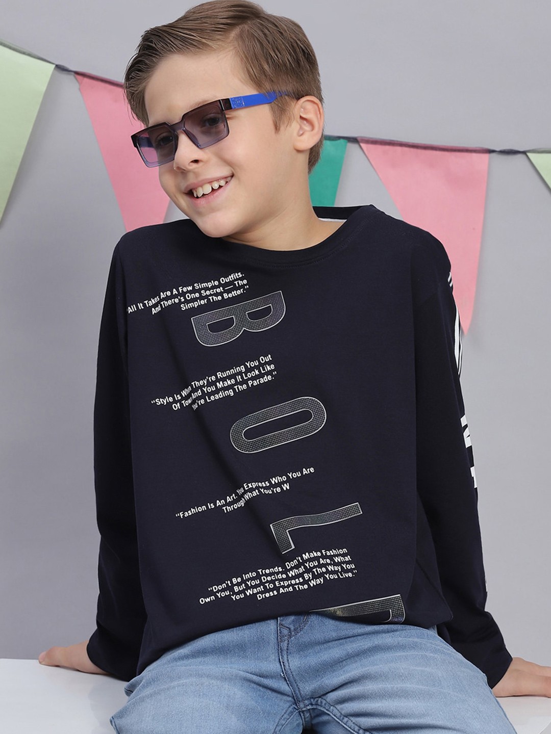

Monte Carlo Boys Typography Printed T-shirt, Navy blue