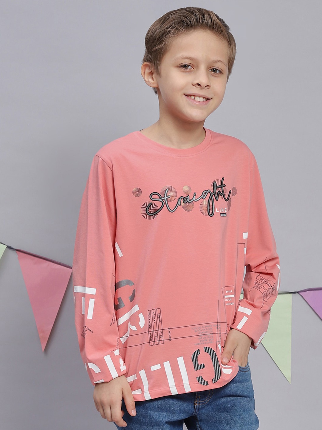 

Monte Carlo Boys Typography Pure Cotton Printed T-shirt, Pink