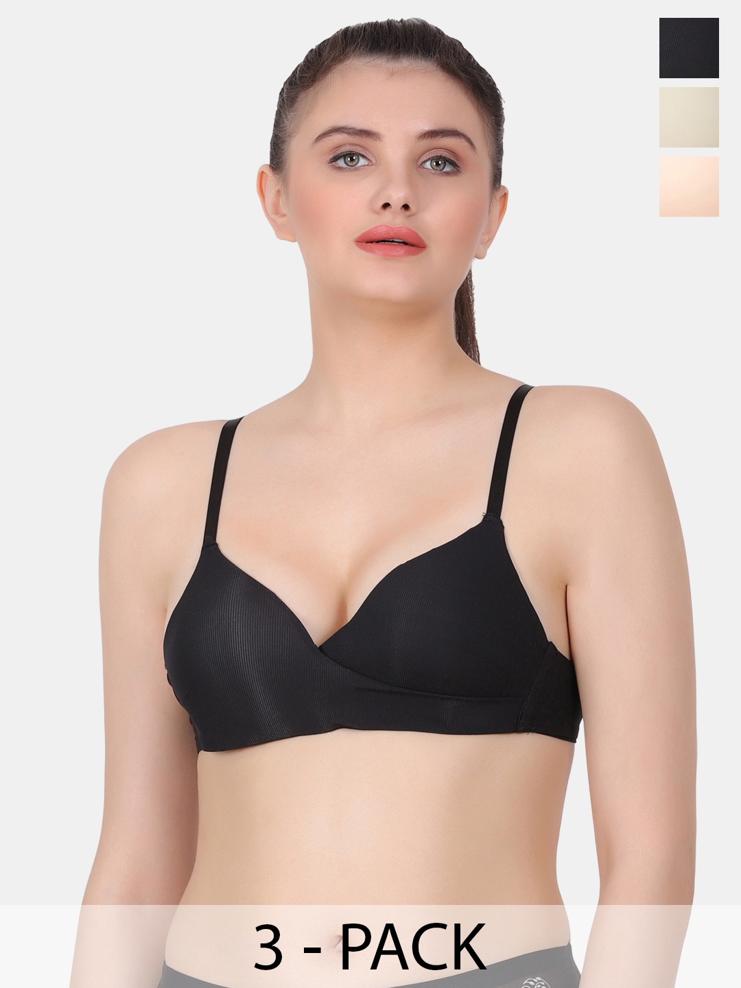 

Amour Secret Black & Green Bra Full Coverage Lightly Padded