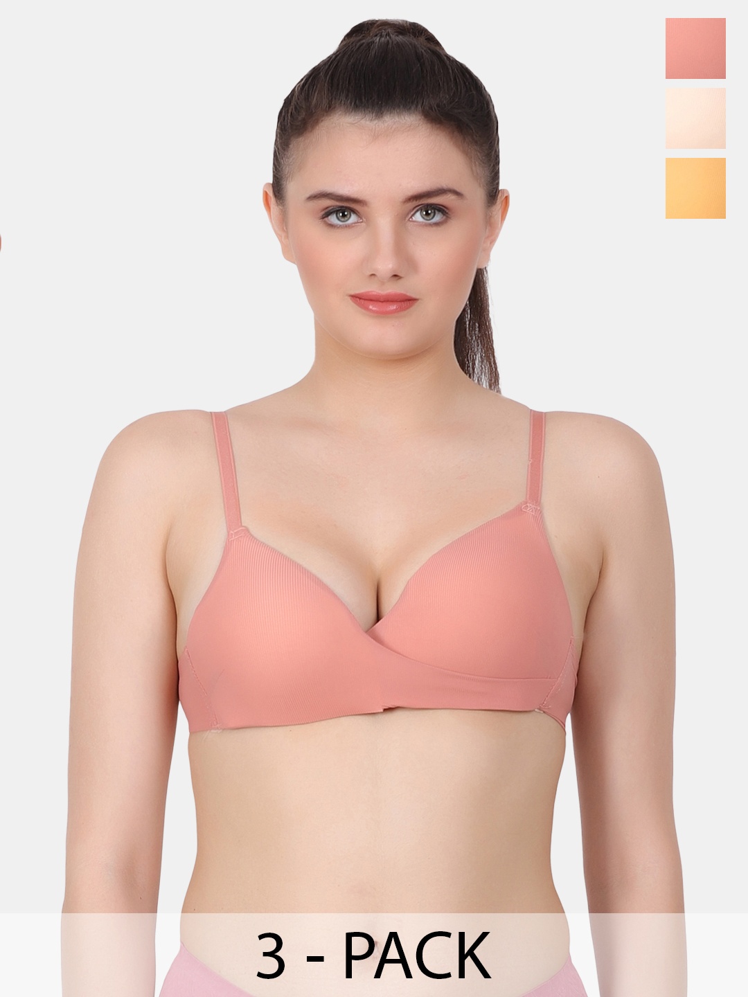 

Amour Secret Pink & Nude-Coloured Bra Full Coverage Lightly Padded