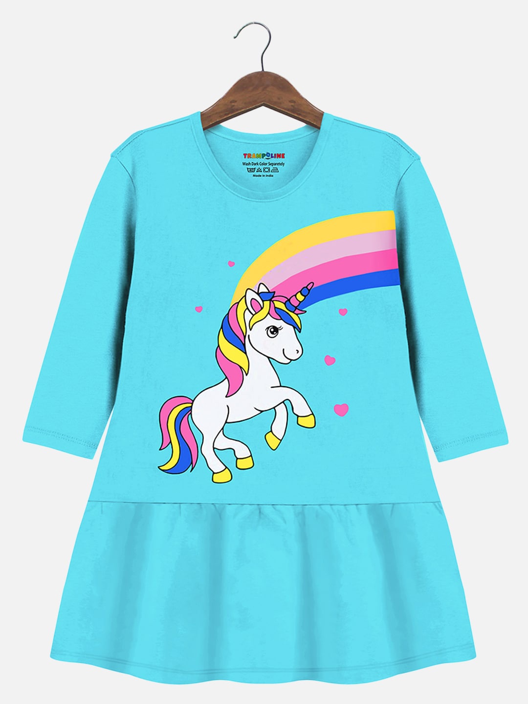 

Trampoline Girls Graphic Printed Cotton Drop-Waist Dress, Blue