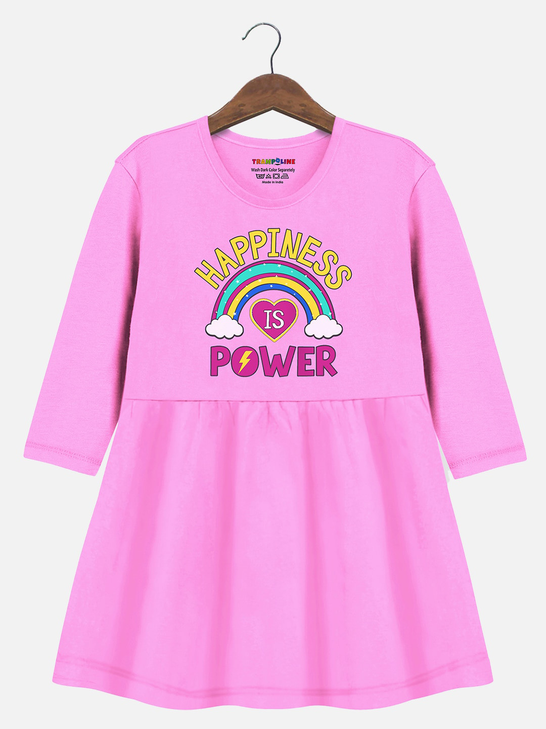 

Trampoline Girls Typography Printed Cotton A- Line Dress, Pink