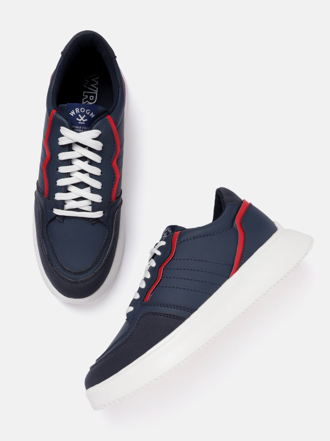 

WROGN Men Regular Sneakers With Colourblocked Detail, Navy blue