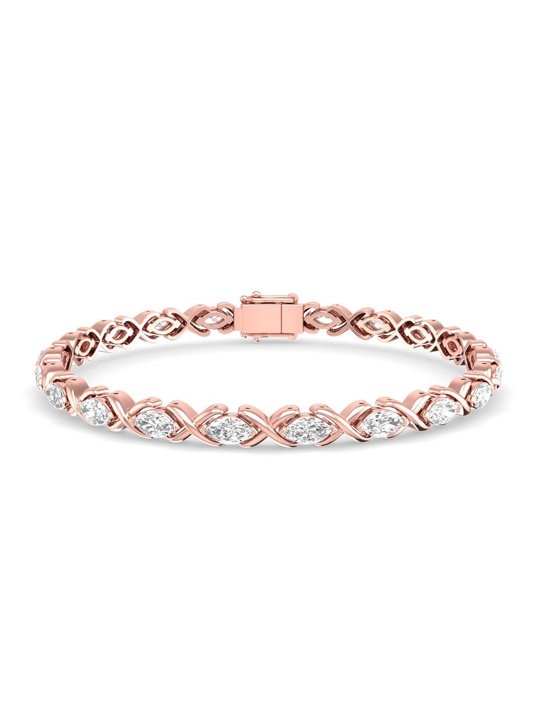 

ORIONZ Rose Gold Plated Silver Cubic Zirconia Stone Studded Wraparound Bracelet