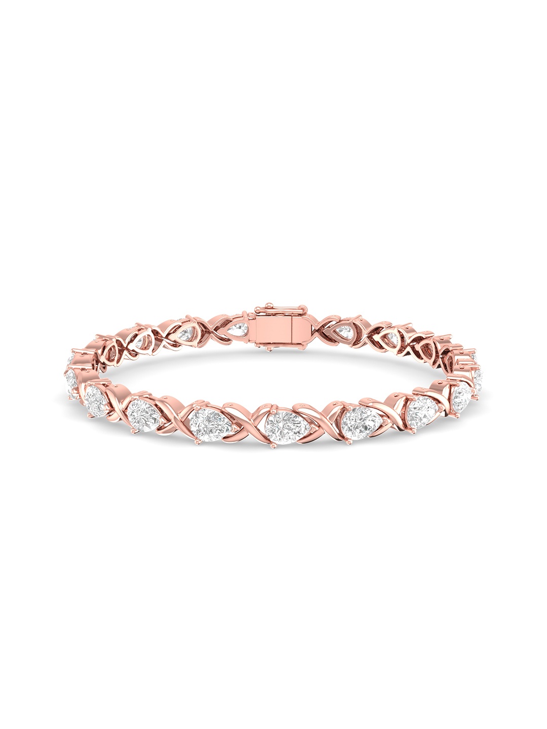 

ORIONZ Silver Cubic Zirconia Studded Rose Gold Plated Wraparound Bracelet