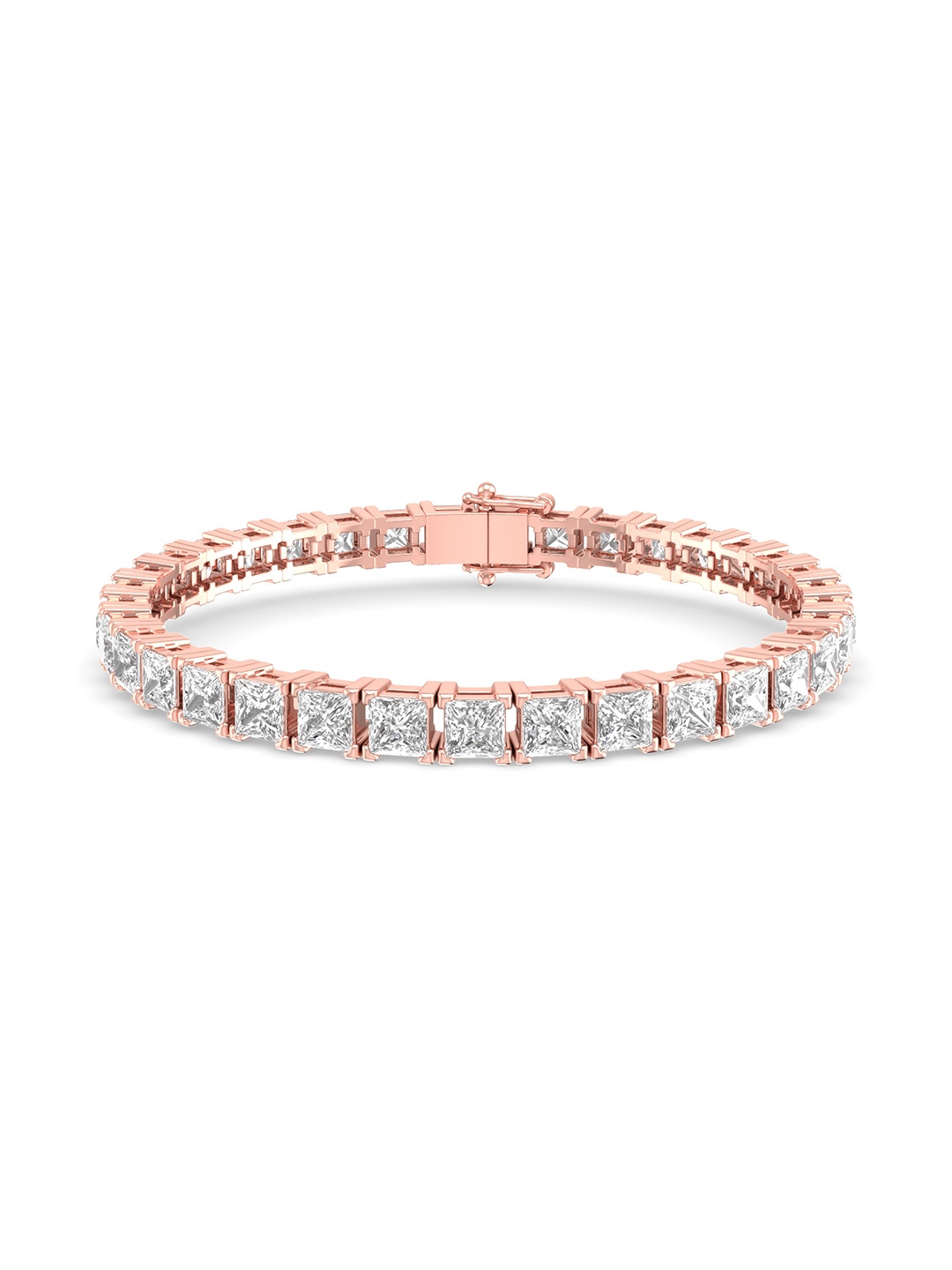 

ORIONZ Rose Gold Plated Silver Cubic Zirconia Stone Studded Charm Bracelet