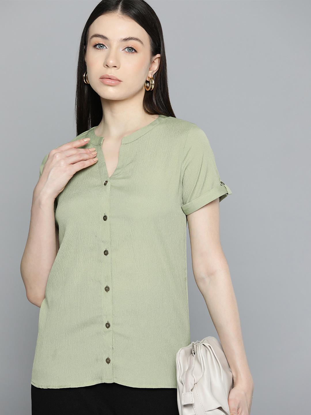 

Chemistry Women Standard Opaque Formal Shirt, Green