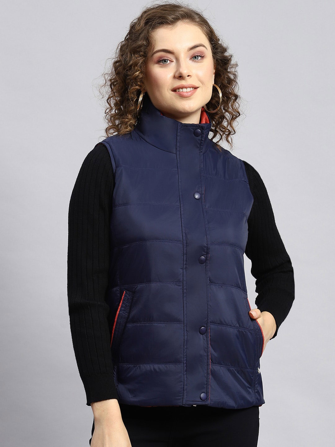 

Monte Carlo Stand Collar Lightweight Regular Padded Jacket, Navy blue