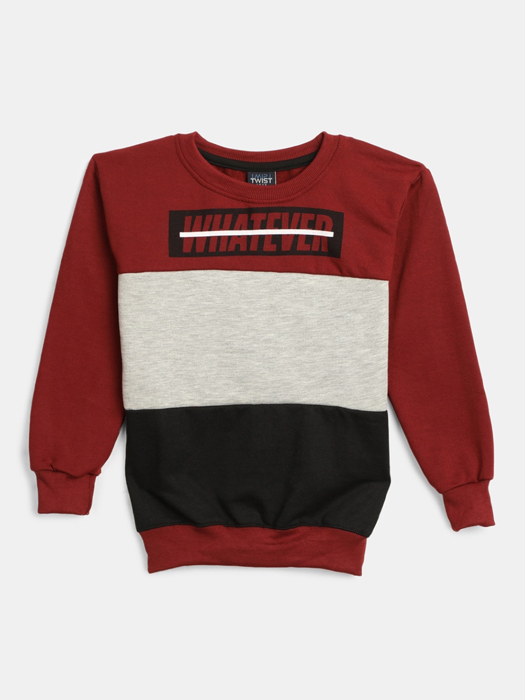 

V-Mart Boys Colourblocked Cotton Sweatshirt, Maroon