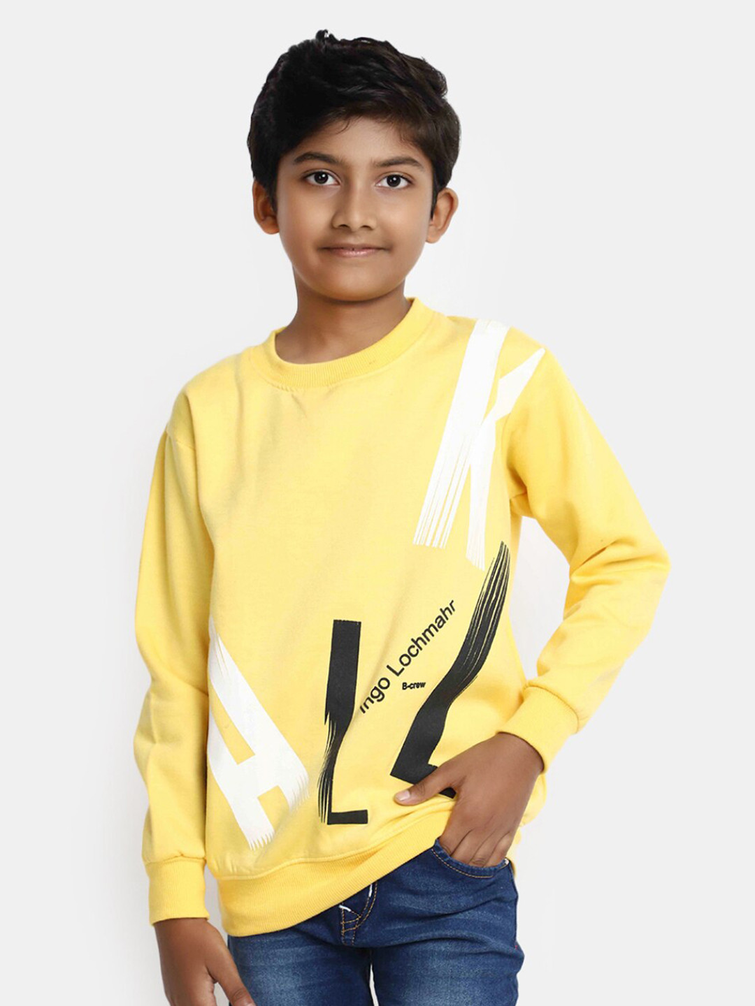

V-Mart Boys Typography Printed Sweatshirt, Yellow