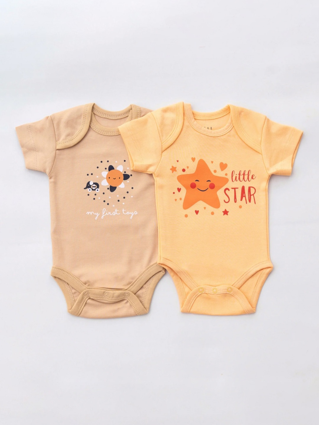 

Dear Little Infants Pack Of 2 Printed Pure Cotton Bodysuits, Yellow