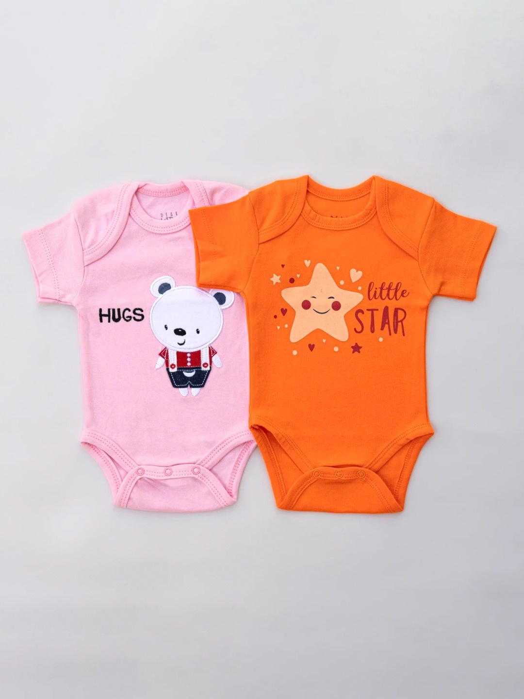 

Dear Little Infants Pack of 2 Pure Cotton Comfortable Bodysuits, Orange