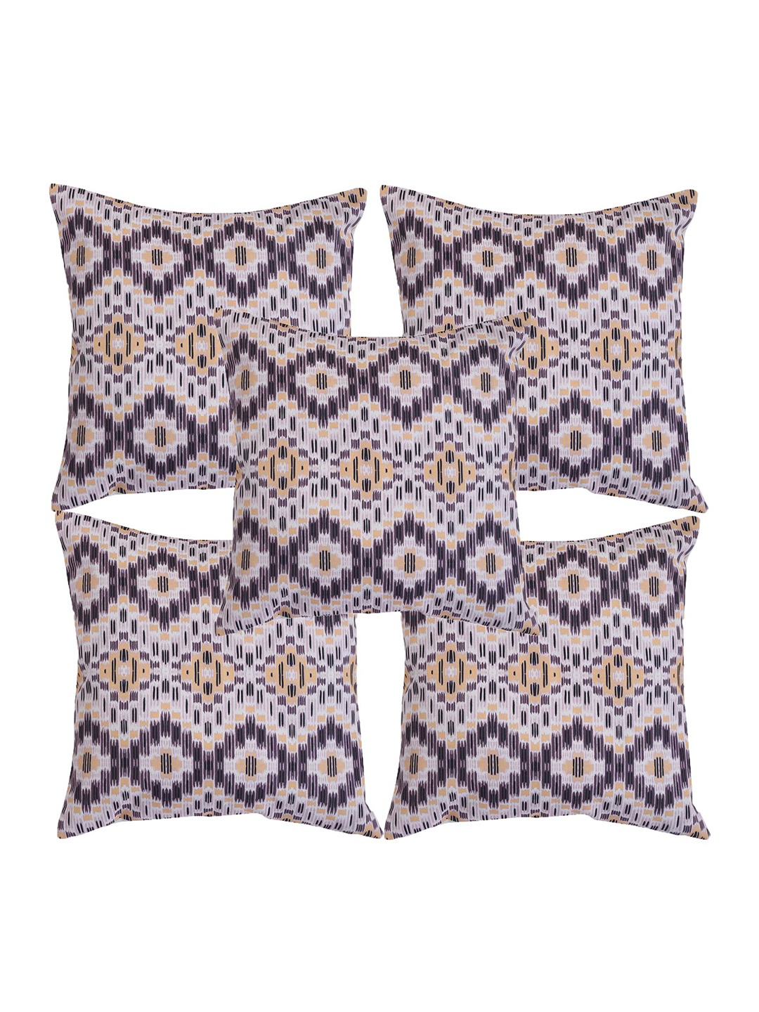 

Alina decor Purple & Beige 5 Pieces Ethnic Motifs Square Cushion Covers