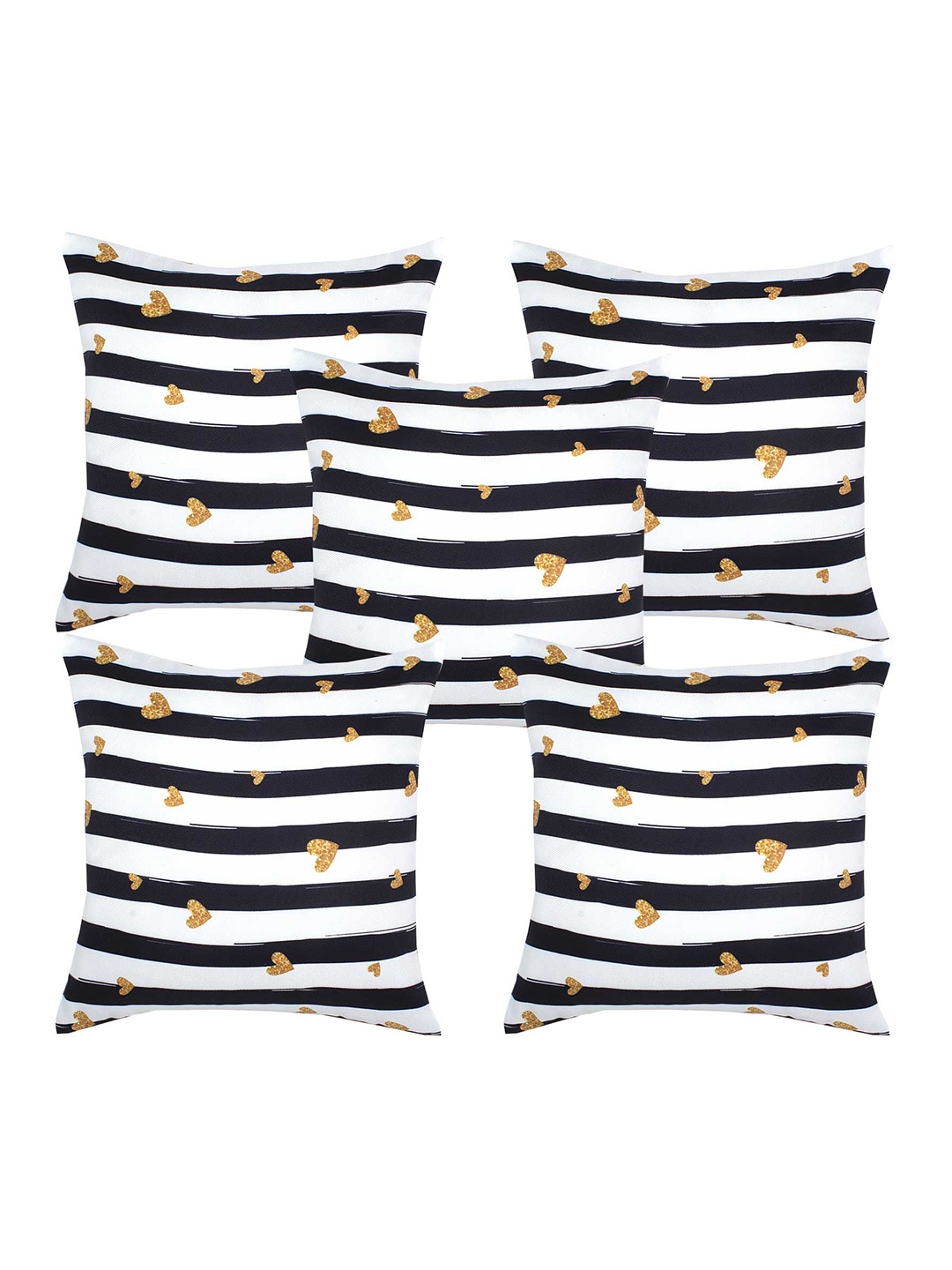 

Alina decor Black & White 5 Pieces Striped Square Cushion Covers