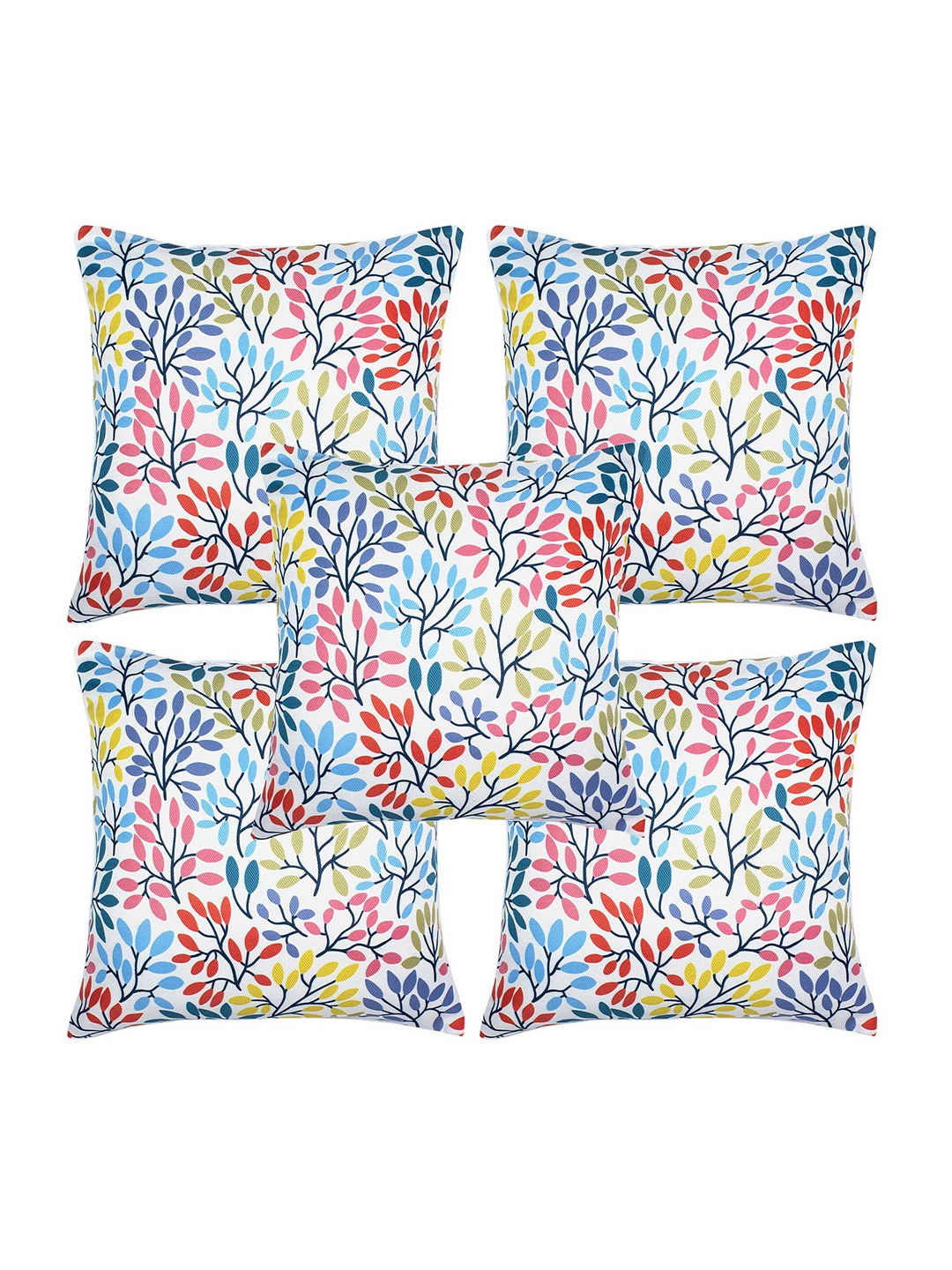 

Alina decor Blue & Green 5 Pieces Floral Square Cushion Covers