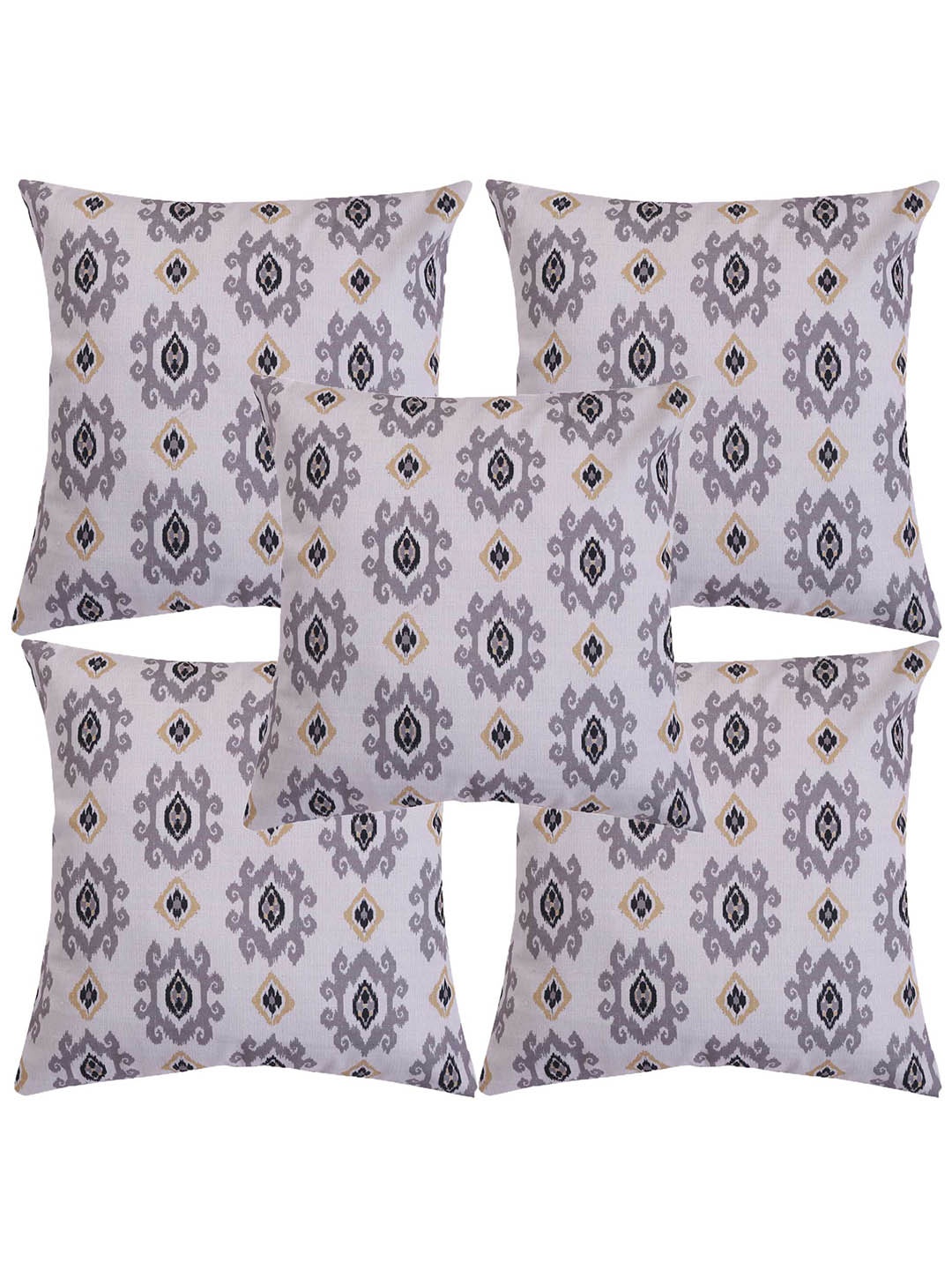 

Alina decor Grey & Green 5 Pieces Ethnic Motifs Square Cushion Covers