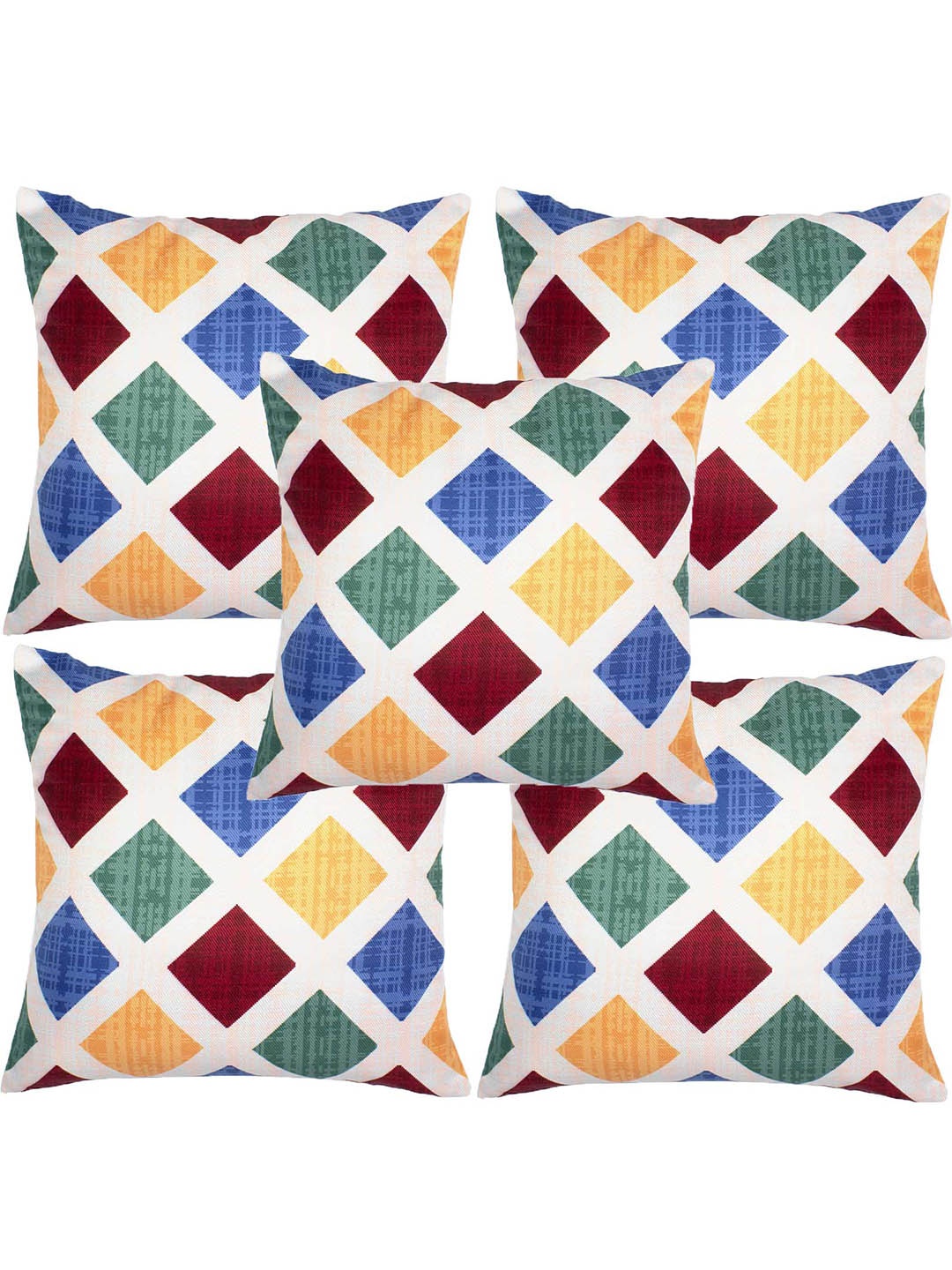 

Alina decor Blue & Green 5 Pieces Colourblocked Square Cushion Covers