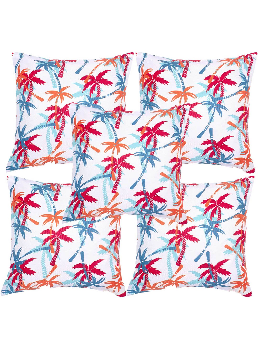 

Alina decor White & Orange 5 Pieces Floral Square Cushion Covers