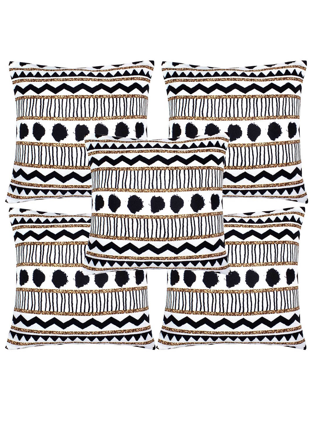 

Alina decor Black & Brown 5 Pieces Geometric Square Cushion Covers