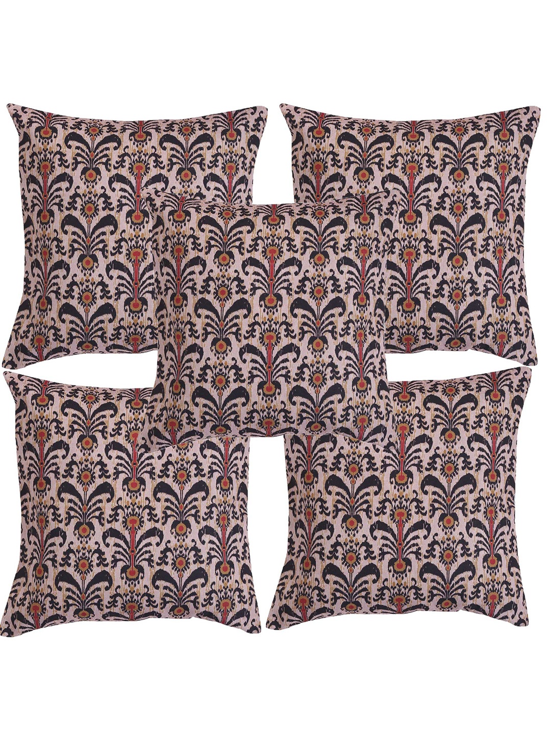 

Alina decor Black & Brown 5 Pieces Ethnic Motifs Square Cushion Covers