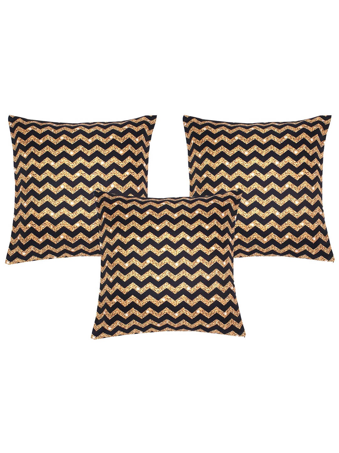 

Alina decor Gold-Toned & Black 5 Pieces Striped Square Cushion Covers