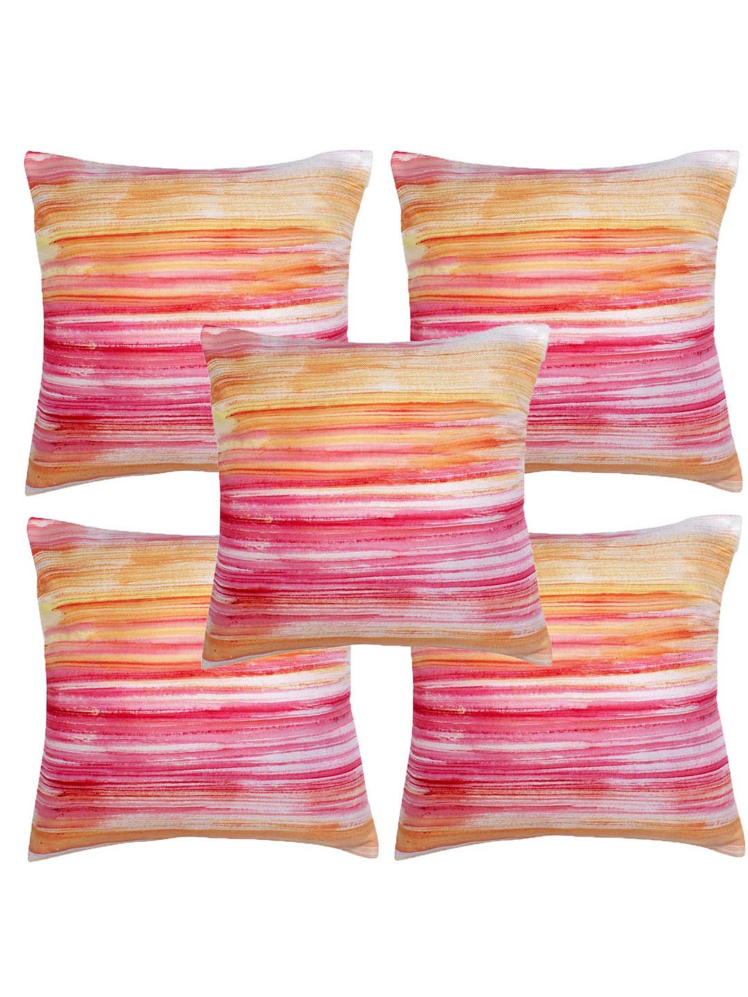 

Alina decor Red & White 5 Pieces Abstract Square Cushion Covers