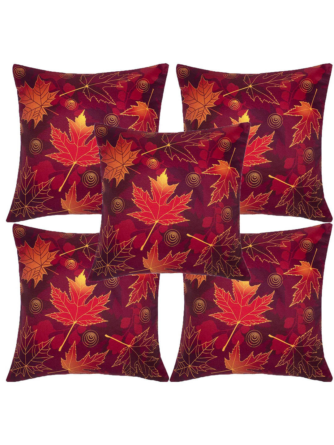 

Alina decor Red & White 5 Pieces Floral Square Cushion Covers
