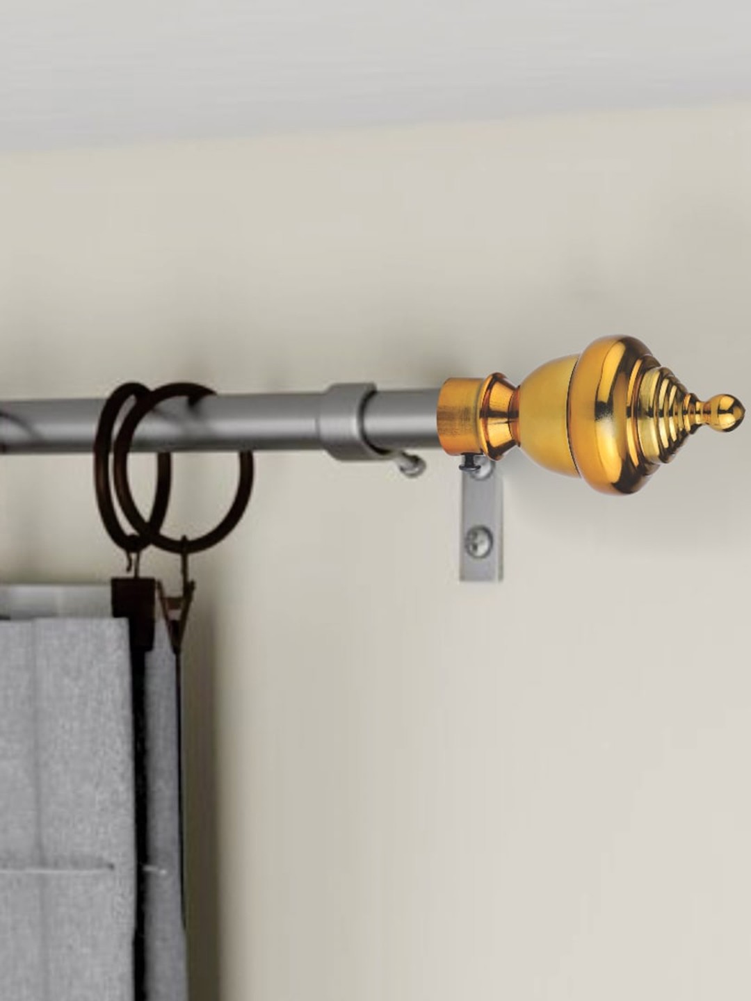 

GLOXY Gold-Toned Set Of 2 Stainless Steel Curtain Bracket with Support Fittings
